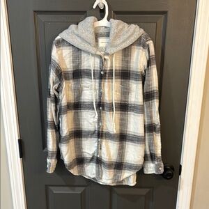 American Eagle Outfitters Gray Plaid Hoodie
